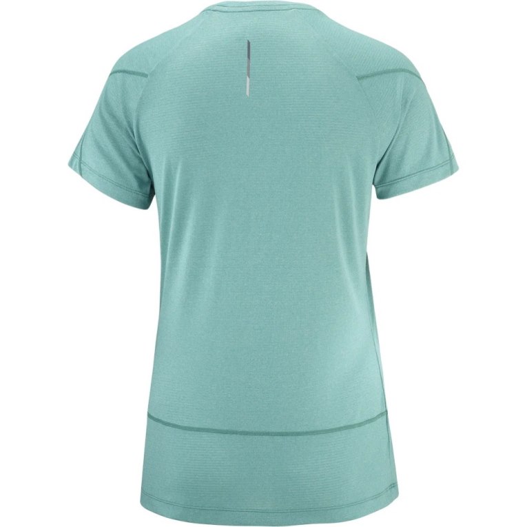 Salomon Cross Run Short Sleeve Women's T-Shirts Turquoise | CA 49W52